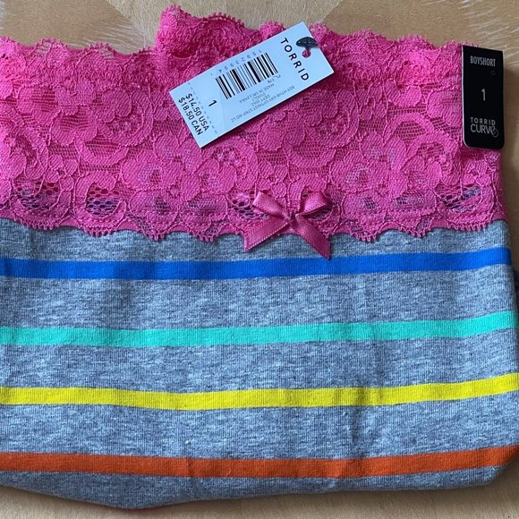 Torrid Striped Rainbow Boyshorts NWT Panties 1X  Plus Size - Picture 1 of 2